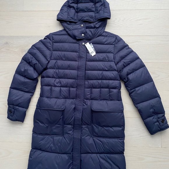 Theory Hoodie Nealia Quilted Long Jacket Navy - Picture 3 of 5